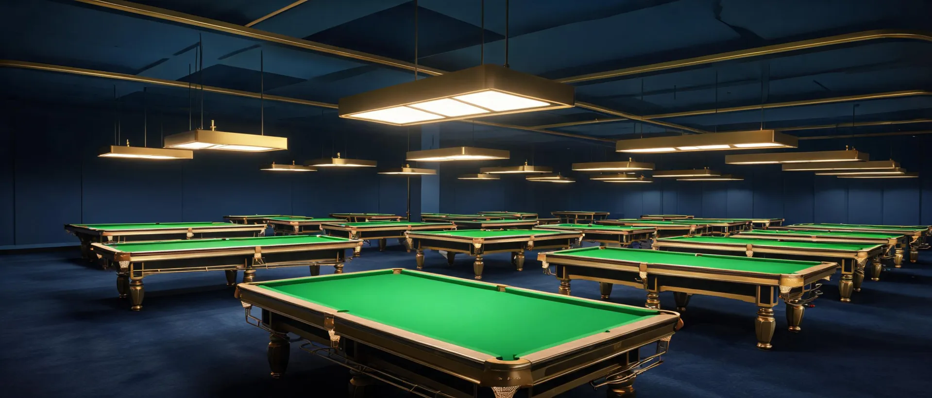 Professional billiard room prepared for competition